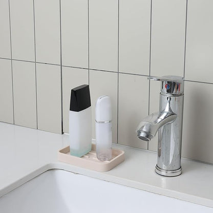 Silicone Kitchen Sink Organizer Tray for Multiple Usage,Easy Clean Sponges Holder for Kitchen Bathroom Counter or Sink,Dish Soap Dispenser,Scrubber,Bottle,Cup Tapioca 4.9”x 3.2”