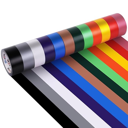 12PCS Rainbow Colored Duct Tape Bulk, 20 Yards x 1.88 Inch Heavy Duty Waterproof, No Residue, Bright Colors and Patterns for Packaging, Arts, Crafts, Color-Coding, DIY Projects