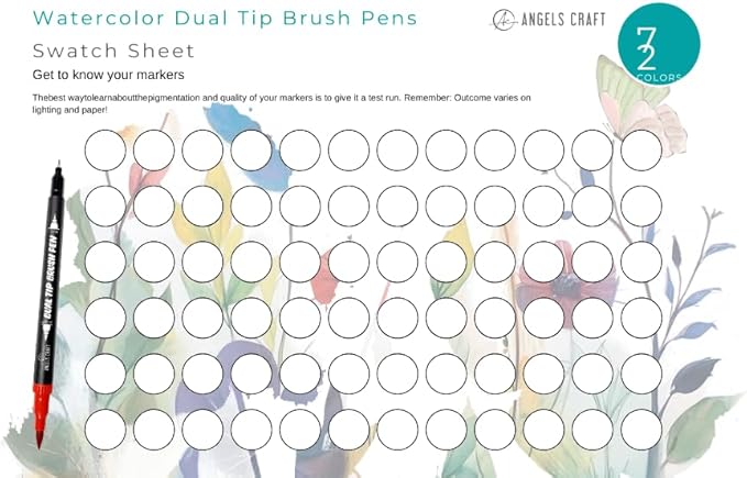 72-Color Watercolor Dual Tip Brush & Fine Tip Pens - Ideal for Painting, Illustration, Journaling, Calligraphy & Design - Water Based Ink, Non-Toxic, Water-Based Ink