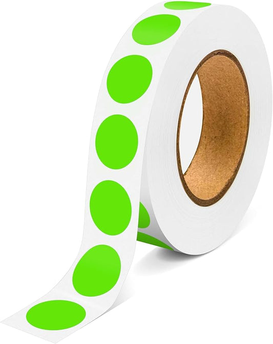 1000PCS Light Green Colored Dot Stickers Round Coding Circle Label Stickers 0.5 inch Label in Dispenser Box for Office Classroom