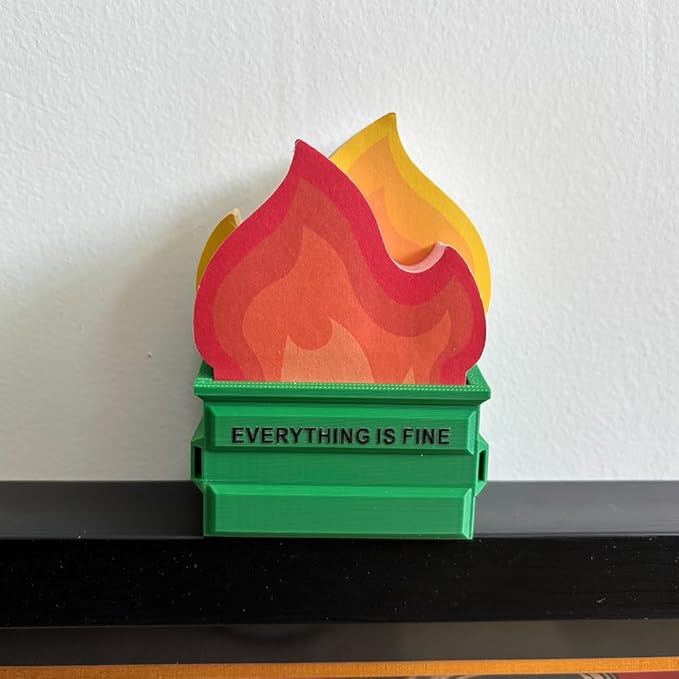 Garbage Can Fire Sticky Notes Office Supplies Flame Notepads Desk Accessories Funny White Elephant Gifts for Coworker Boss Teacher Women Men Adult 300 Sheets