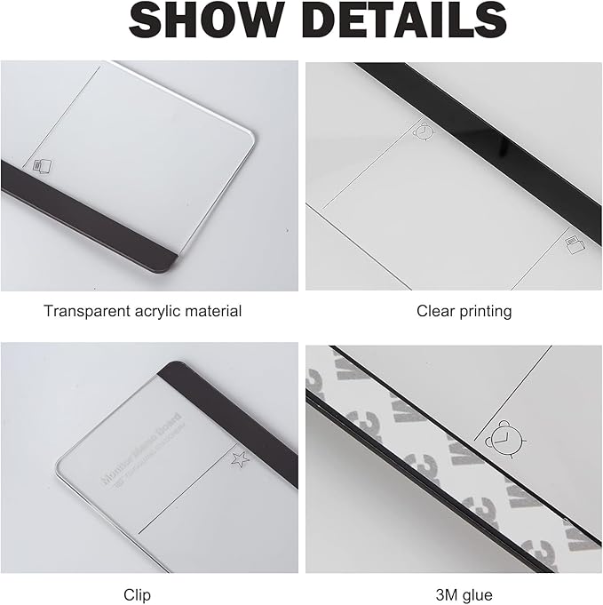 Office Desk Accessories 2pcs Multifunction Computer Monitor Memo Board - Transparent Computer Side Panel Memo Creative Monitor Side Panel Suitable for Office Home Desktop (Monitor Memo Board 3)