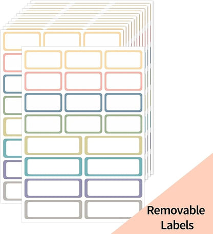 STARLIBOO Removable Labels, Removable Colored Labels Stickers, Self-Adhesive Rectangular Stickers Water/Oil/Tear Resistant for Storage/Classroom/Home (2 Size, 300 Labels)