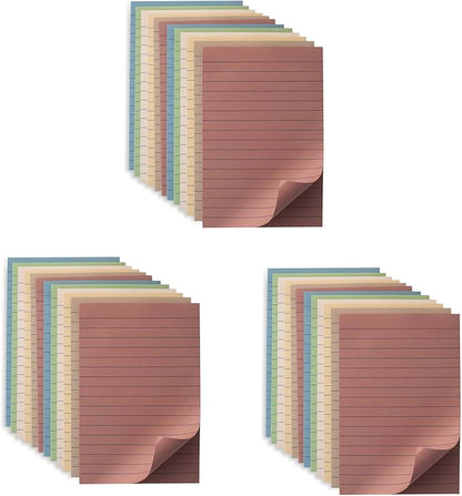 (36 Pack) Lined Sticky Notes 4x6 in Ruled Stickies Super Sticking Power Memo Pads Vintage Colors