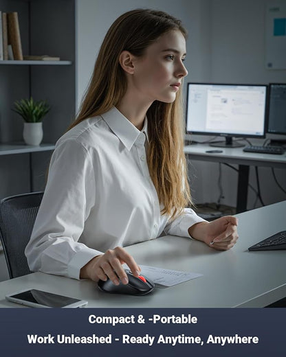 USB Wireless Mouse for Laptop PC Mac, 2.4GHz Cordless Mouse with 6 Buttons, 5-Level Adjustable 4000 DPI, Ergonomic Portable Optical Computer Mice, 24-Month Battery Life -Black