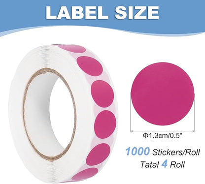 PATIKIL Colored Dot Stickers 1/2", 4000 Pcs Color Coding Labels Blank Circle Stickers Adhesive Round Price Labels for Inventory Office Garage Classroom, Magenta