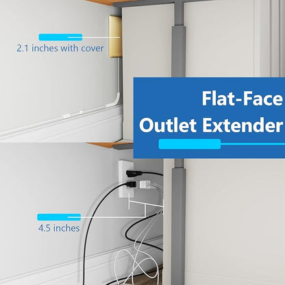 LIDER Flat-Face Outlet Extender with 3 Receptacles, Ultra-Thin Wall Plate Plug with Cord Extender and 3-Outlet Power Strip, 3ft Cord, LWE3-315-GD, ETL-Listed, Gold
