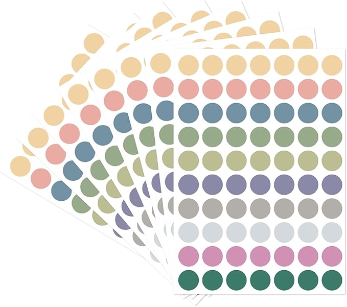 Dot Stickers, 1/2 Inch Morandi Circle Stickers, 1400pcs Self-Adhesive Writable Color Coding Labels, Round Labels for Office, Classroom, Garage Sale