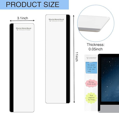 Office Desk Accessories 2pcs Multifunction Computer Monitor Memo Board - Transparent Computer Side Panel Memo Creative Monitor Side Panel Suitable for Office Home Desktop (Monitor Memo Board 2)