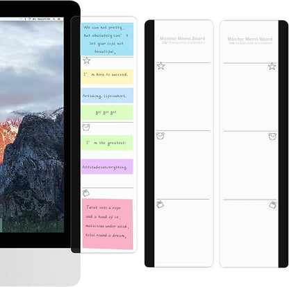 Office Desk Accessories 2pcs Multifunction Computer Monitor Memo Board - Transparent Computer Side Panel Memo Creative Monitor Side Panel Suitable for Office Home Desktop (Monitor Memo Board 3)