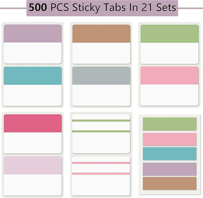 ELII 500 PCS Sticky Tabs 2 Inch Index Tabs,Page Markers File Tabs Self Adhesive, Labels for Pages Notebook