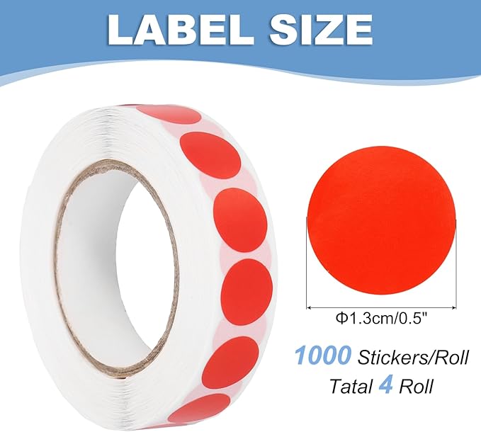 PATIKIL Colored Dot Stickers 1/2", 4000 Pcs Color Coding Labels Blank Circle Stickers Adhesive Round Price Labels for Inventory Office Garage Classroom, Carmine