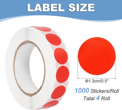 PATIKIL Colored Dot Stickers 1/2", 4000 Pcs Color Coding Labels Blank Circle Stickers Adhesive Round Price Labels for Inventory Office Garage Classroom, Carmine