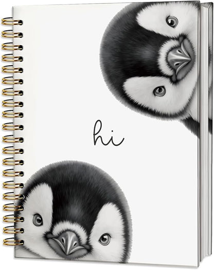 Penguin Notebook Journal,Cute Animal Notebook Journal for School Women Teen Girls Kids,Gifts for Penguin Lovers,Hardcover Spiral Notebooks for Work Notes Journaling,5.5x8.3 Inch