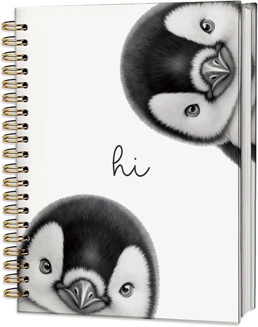 Penguin Notebook Journal,Cute Animal Notebook Journal for School Women Teen Girls Kids,Gifts for Penguin Lovers,Hardcover Spiral Notebooks for Work Notes Journaling,5.5x8.3 Inch