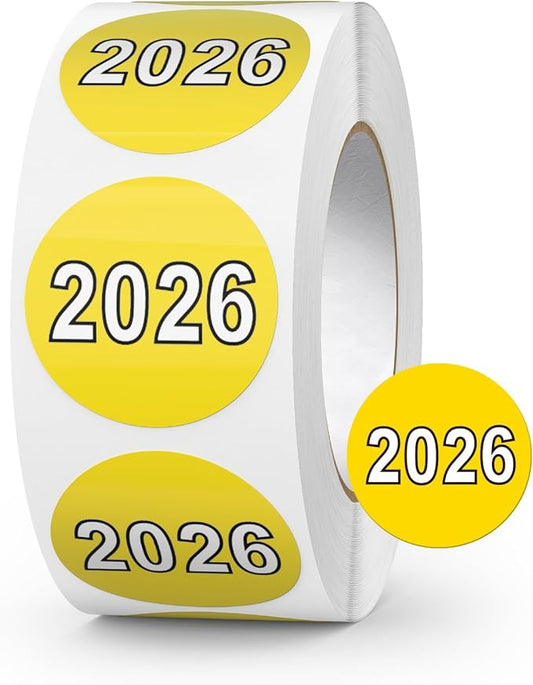 500 PCS 2026 Year Stickers 1 Inches Round Coded Colored Vinyl Dot Labels Self Adhesive Waterproo Tabs for File Folders Journal Planners Scrapbooking DIY