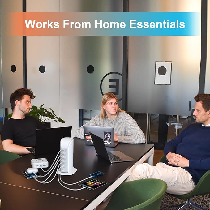 USB Charger Upoy, Charging Station for Multiple Devices 45W, Fast Charging Blocks with Dual Type C Ports, USB Charging Hub Organizer Multiport for iPhone, Ipad, Kindle, Travel Accessories