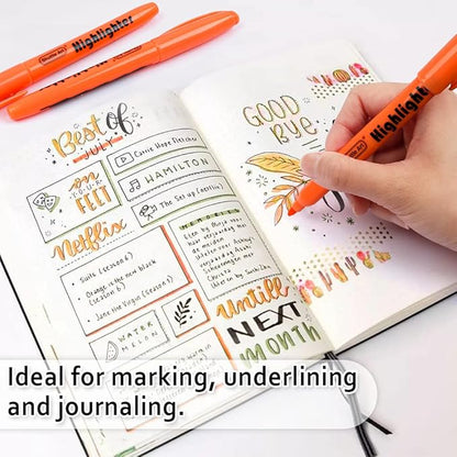 Shuttle Art Highlighters, 30 Pack Highlighters Bright Colors, Orange Colors Chisel Tip Dry-Quickly Non-Toxic Highlighter markers for Adults Kids Highlighting in the Home School Office