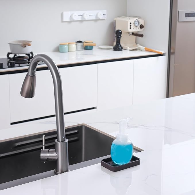 Silicone Kitchen Sink Organizer Tray for Multiple Usage,Easy Clean Sponges Holder for Kitchen Bathroom Counter or Sink,Dish Soap Dispenser,Scrubber,Bottle,Cup Coffee 4.9”x 3.2”