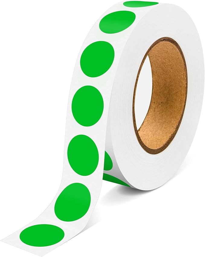 1000PCS Green Colored Dot Stickers Round Coding Circle Label Stickers 0.5 inch Label in Dispenser Box for Office Classroom