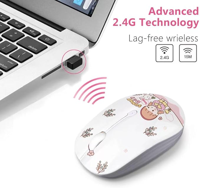 JUHOO Wireless Mouse with Nano Receiver for PC, Laptop, Notebook, Computer, MacBook, Less Noise, Portable Mobile Optical Mice