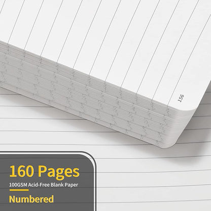 Annecy Lined Journal Notebook, Hardcover Leather Journal for Women & Men, 160 Numbered Pages, Medium 5.5" x 8.25", 100 GSM Thick Paper, Purple