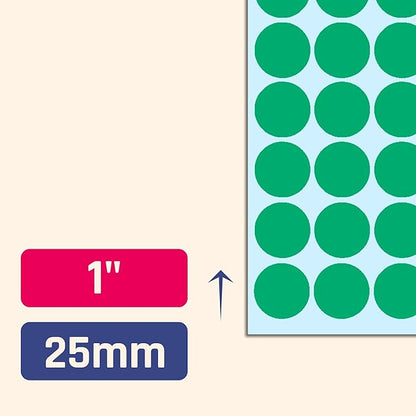 1200 Pack, 1" Round Dot Stickers Circle Labels - Green