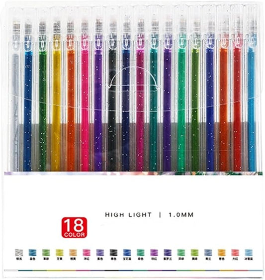 Implementarch Pens, implementarch glitter gel pen set, Iridescent Glitters Gel Ink Pen Set, for Coloring, Doodling & Crafting, Perfect for DIY Projects & Art (18 colors,No Refill)