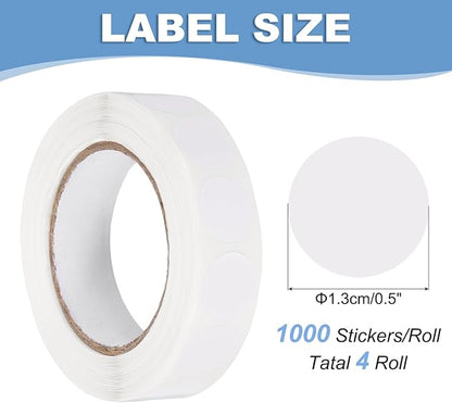 PATIKIL Colored Dot Stickers 1/2", 4000 Pcs Color Coding Labels Blank Circle Stickers Adhesive Round Price Labels for Inventory Office Garage Classroom, White