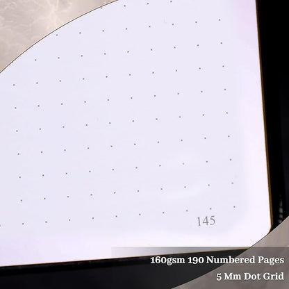 TIEFOSSI Bullet Dot Journal, 160gsm 190 Numbered Pages Bullet Dot Grid Journal for planner, Diary for Work & Sketching, A5 Hardcover Leather Journal for Writing Women Men