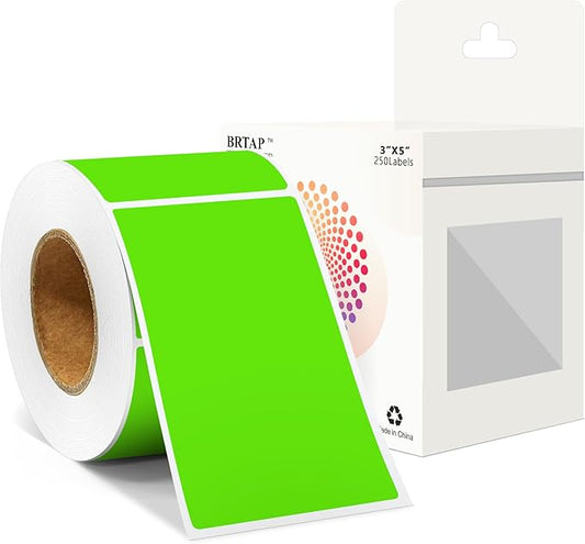 Rectangular Color Coding Packing Boxes Labels 3X5 Inch 250 Per Roll, Light Green Moving Stickers for Boxes Color Coded, Packing Labels Stickers for Inventory Warehouse