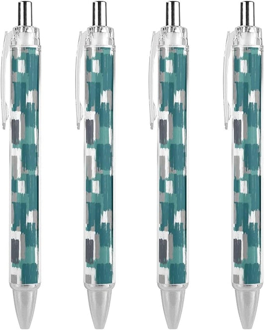 4 Pack Smooth Writing Ballpoint Pens, No Smear, Medium Point 0.5mm Retractable Teal Grey Turquoise Gel Pen