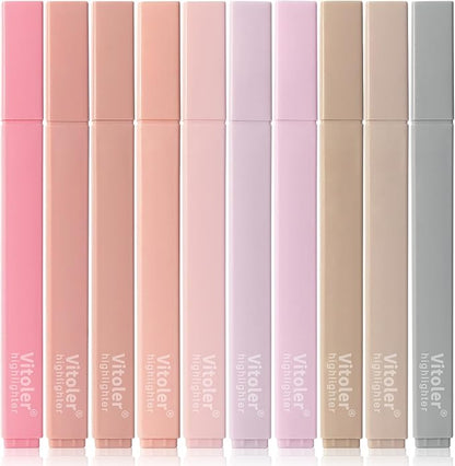 Vitoler Highlighters Assorted Colors,10pcs Cute Pastel Highlighters Multicolor Highlighter for Aesthetic Office School Supplies