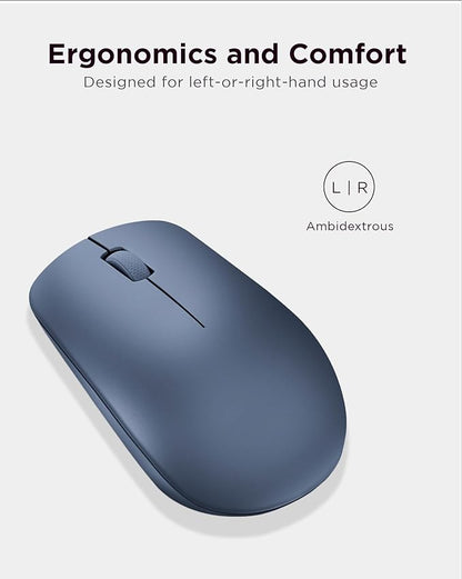 Lenovo 530 Wireless Mouse with Battery, 2.4GHz Nano USB, 1200 DPI Optical Sensor, Ergonomic for Left or Right Hand, Lightweight, GY50Z18986, Abyss Blue
