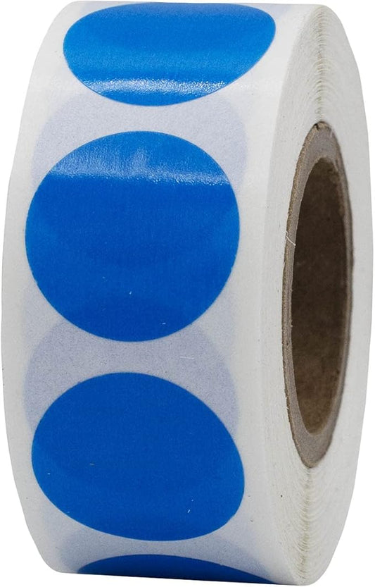 Blue 3/4" Inch Transparent Color Coding Labels, 500 Total Adhesive Stickers On A Roll, Ideal for Planners, Journals, Mailing Seals and Crafting Ideas
