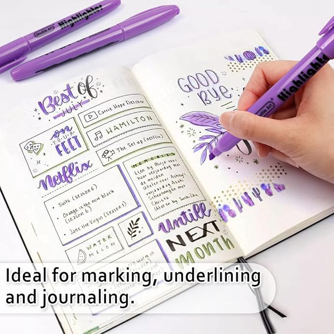 Shuttle Art Highlighters, 30 Pack Purple Highlighters Bright Colors, Chisel Tip Dry-Quickly Non-Toxic Highlighter Markers for Adults Kids Highlighting in Home School Office