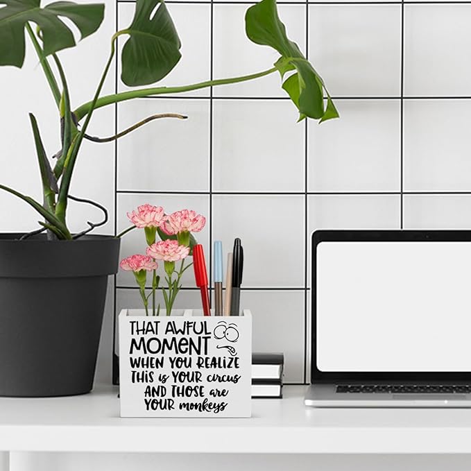 Bosses Day Gifts for Women Men Manager Funny Office Decor for Women Wooden Pencil Holder National Boss Day Decorations Gifts for Supervisor Leader HR Men Manager Coworker Office Desk Decor A 01