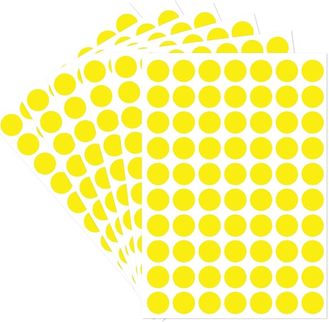 Starboling Dot Stickers, 1/2 Inch Yellow Circle Labels, 1400pcs Writable Color Coding Round Stickers for Office Classroom Garage Sale