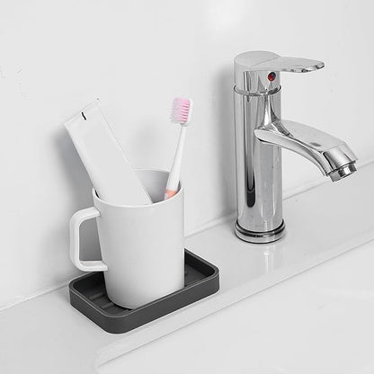 Silicone Kitchen Sink Organizer Tray for Multiple Usage,Easy Clean Sponges Holder for Kitchen Bathroom Counter or Sink,Dish Soap Dispenser,Scrubber,Bottle,Cup Grey 4.9”x 3.2”