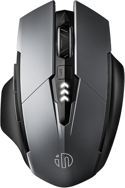 INPHIC Bluetooth Mouse Wireless, Tri-Mode, Upgraded Visible Battery, 2400 DPI, Silent Ergonomic Computer Mice, Mac, PC etc.-Gray