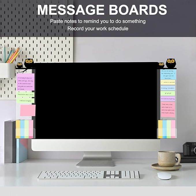 Office Desk Accessories 2pcs Multifunction Computer Monitor Memo Board - Transparent Computer Side Panel Memo Creative Monitor Side Panel Suitable for Office Home Desktop (Monitor Memo Board 6)