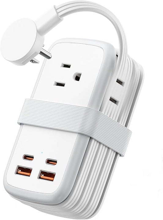 NTONPOWER GAN Ultra 65W USB Charging Station, 7 in 1 Travel Power Strip with 3 Outlets 4 USB (2 USB C), Extension Cord 4ft, Travel Essentials, Cruise Power Strip Compatible with MacBook, iPhone, White