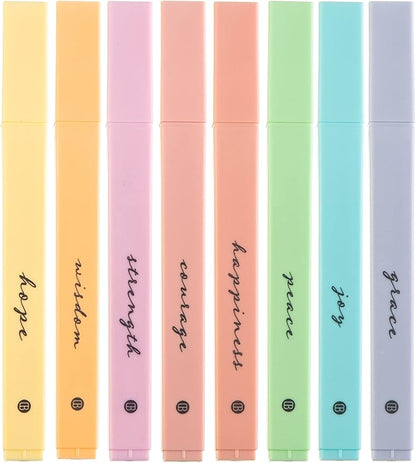 DIVERSEBEE Bible Highlighters with Soft Chisel Tip, 8 Pack Assorted Colors Pens No Bleed, Quick Dry Set, Cute Aesthetic Markers, Bible Study Journaling Supplies and Accessories (Pastel)