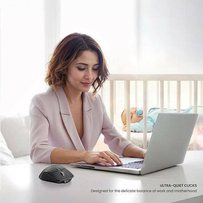 Wireless Mouse for Computer, Ergonomic Silent Mouse with 2.4GHz & Bluetooth, Multi Device Switch, OLED Display, Adjustable DPI, Rechargeable, 9 Buttons, for Windows/Mac, Black