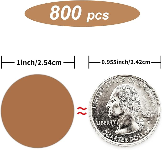 Starboling 800Pcs 1inch Brown Round Color Coding,Dot Stickers Labels,Can Writing for Office,Student Classroom and Other Scenarios