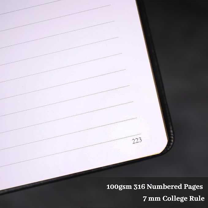 TIEFOSSI Lined Journal for Women Men, Vintage Notebooks with Bookmarks, Hardcover A5 College Ruled Notebook 316 Numbered Pages for Writing, Daily Journal for Work School, Note Taking