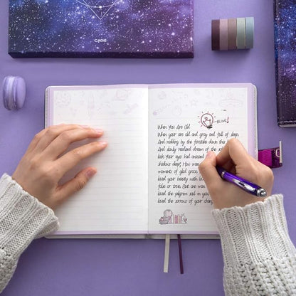 CAGIE Starry Constellation Lock Diary Set Gift Box with Pen & Tapes Secret Diary with Lock for Kids Girls Women Purple Journal Kit with Lock for Anniversary Birthday Holiday Sagittarius