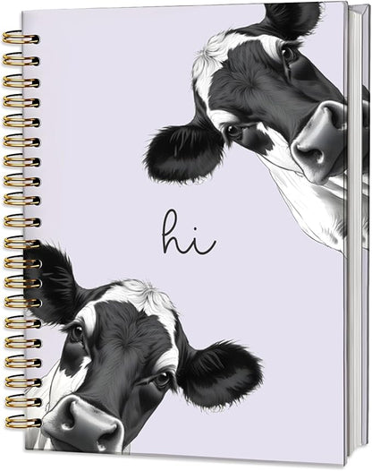 Cow Notebook Journal,Purple Cute Animal Notebook Journal for School Women Teen Girls Kids,Gifts for Cow Lovers,Hardcover Spiral Notebooks for Work Notes Journaling,5.5x8.3 Inch