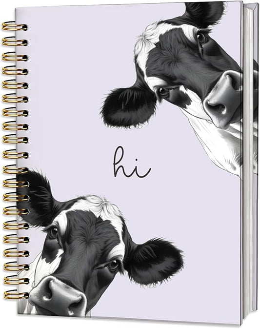 Cow Notebook Journal,Purple Cute Animal Notebook Journal for School Women Teen Girls Kids,Gifts for Cow Lovers,Hardcover Spiral Notebooks for Work Notes Journaling,5.5x8.3 Inch