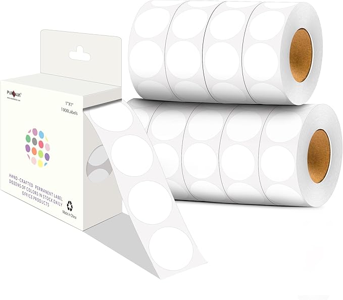 PARLAIM 1 Inch Round Color-Code Dot Stickers,10000per/10 Rolls dots Label Dispenser Box, Yellow Circle Stickers Label for Office Home (White)